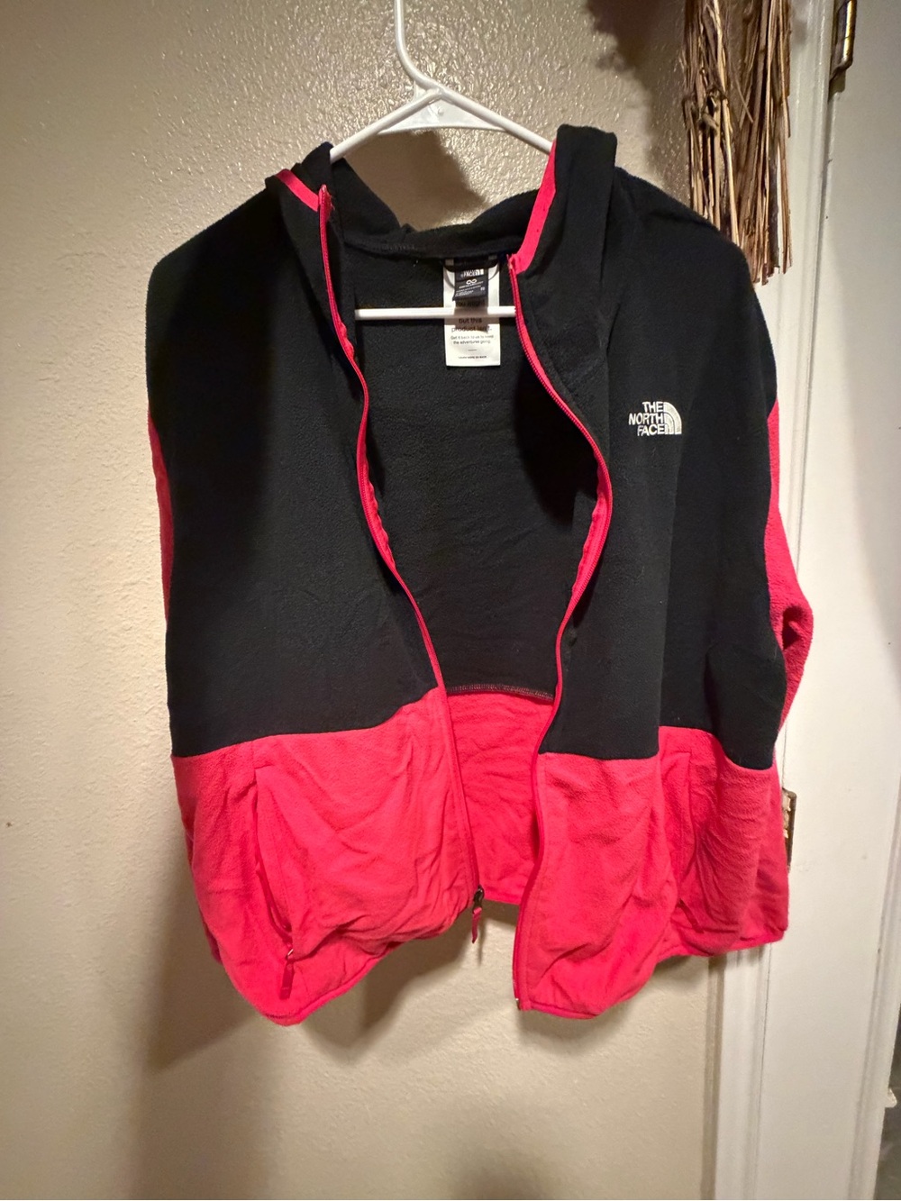 The North Face Kids Black and Red Hooded Fleece Jacket